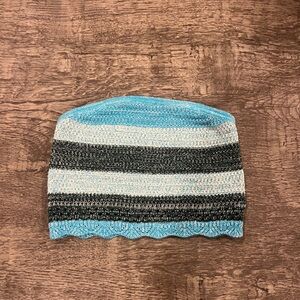 Striped Knit Tube Top in Light Blue